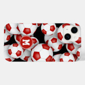 Rood wit meisjes voetballen patroon monogram Case-Mate iPhone case (Achterkant (horizontaal))