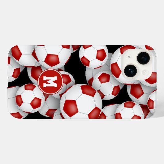 Rood wit meisjes voetballen patroon monogram Case-Mate iPhone case (Achterkant (horizontaal))