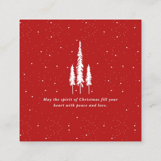 Rood & Wit Merry Xmas QR-code Vierkante Visitekaartje (Achterkant)