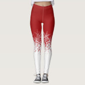 Rood & Wit met Sneeuwvlokken Leggings (Voorkant)