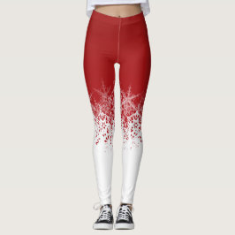 Rood & Wit met Sneeuwvlokken Leggings
