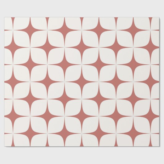 Rood Wit Mid Century Modern Boho Geometrisch Cadeaupapier (Vlak)