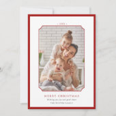 Rood & Wit Minimale Vrolijke Kerstfoto Feestdagenkaart (Voorkant)