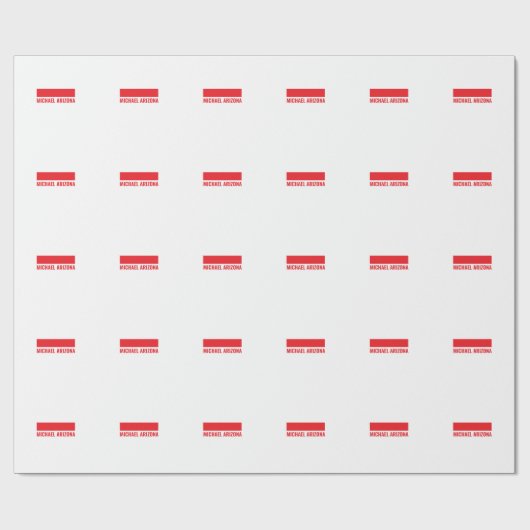 Rood & Wit Minimalistisch Eenvoudig Gewone Naam Cadeaupapier (Vlak)