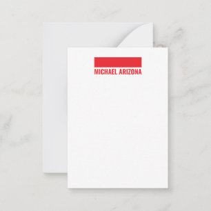 Rood & Wit Minimalistisch Eenvoudig Gewone Naam Notitiekaartje