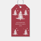 Rood wit minimalistische kerstbomen cadeau Labels Cadeaulabel (Voorkant)