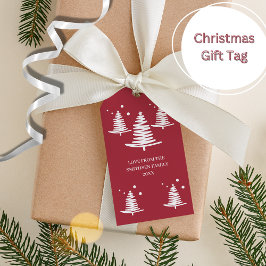 Rood wit minimalistische kerstbomen cadeau Labels Cadeaulabel