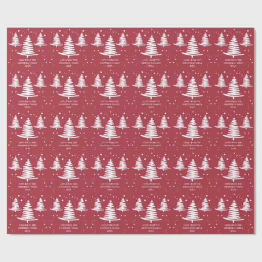 Rood wit minimalistische kerstbomen cadeaupapier (Vlak)
