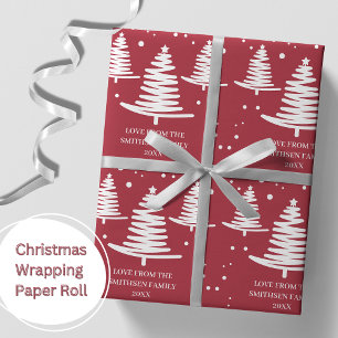 Rood wit minimalistische kerstbomen cadeaupapier