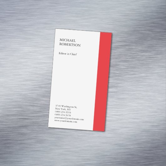 Rood Wit Minimalistische Professional Plain Magnetisch Visitekaartje (Voorbeeld)