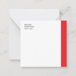 Rood Wit Minimalistische Professional Plain Notitiekaartje