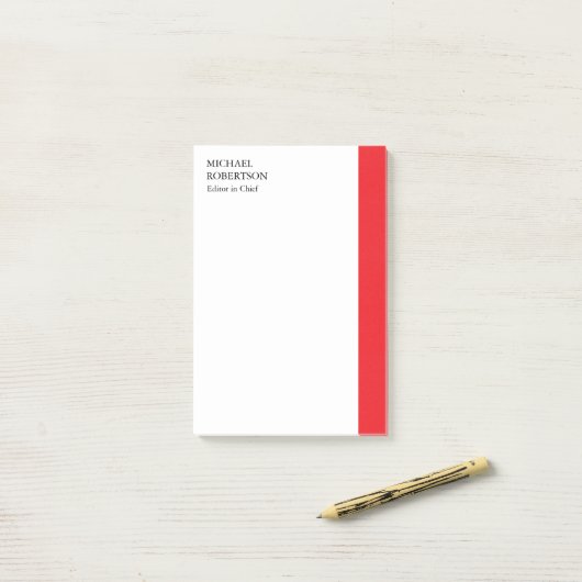 Rood Wit Minimalistische Professional Plain Post-it® Notes (Op bureau)