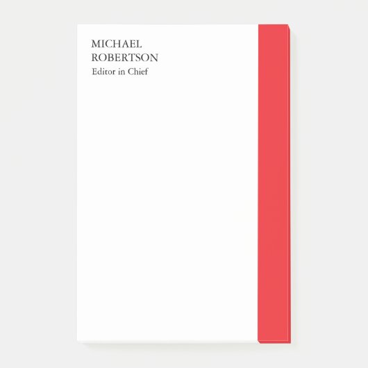 Rood Wit Minimalistische Professional Plain Post-it® Notes (Voorkant)