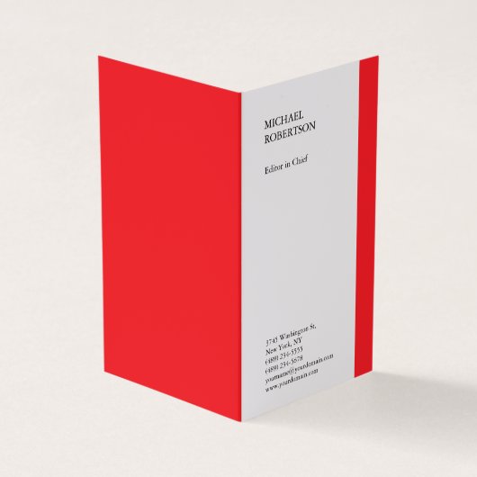 Rood Wit Minimalistische Professional Plain Visitekaartje (Buitenkant)