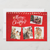 Rood Wit Minimalistische Vrolijke Kerstmis Fotocol Kaart (Voorkant)