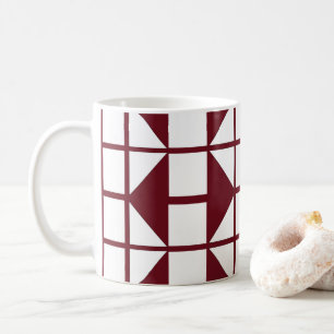 Rood wit modern geometrisch patroon koffiemok