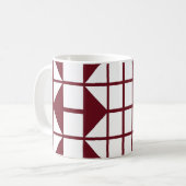 Rood wit modern geometrisch patroon koffiemok (Voorkant links)