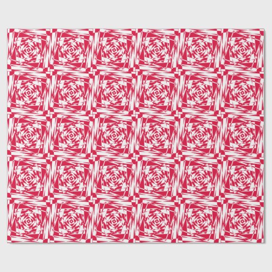 Rood Wit Modern Gift Wrap – Abstracte illusie Cadeaupapier (Vlak)