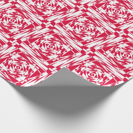 Rood Wit Modern Gift Wrap – Abstracte illusie Cadeaupapier (Hoek)