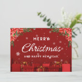 Rood Wit Modern Merry Christmas-Wenskaart Feestdagenkaart (Staand voorkant)