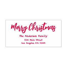 Rood & Wit Modern Vrolijk Kerstfeest Retouradres Zelfinktende Stempel