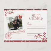 Rood Wit Moderne Foto Vrolijke Kerstgroeten Feestdagenkaart (Achterkant)