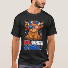 Rood Wit & Moe Patriotische Koe 4 juli T-shirt