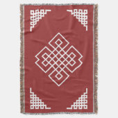 Rood & Wit Mongools traditioneel patroon Deken (Voorkant Verticaal)