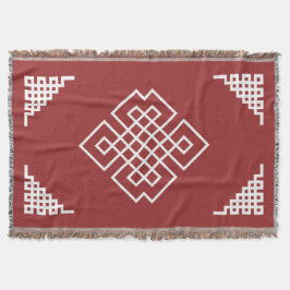 Rood & Wit Mongools traditioneel patroon Deken