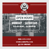 Rood Wit Monochrome Eenvoudige Open Uren Store Raamsticker (Vel)