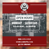 Rood Wit Monochrome Eenvoudige Open Uren Store Raamsticker (Vel 2)