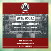 Rood Wit Monochrome Eenvoudige Open Uren Store Raamsticker (Vel 3)