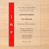 Rood Wit Monogram Bruid en Bruidegom Clear Acryl Uitnodigingen (Voorkant)
