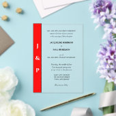 Rood Wit Monogram Bruid en Bruidegom Clear Acryl Uitnodigingen (Insitu (Huwelijk))