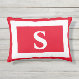 Rood wit monogram Initiaal Lumbar Buitenkussen