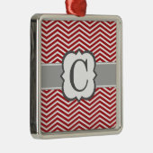 Rood wit monogram Letter C Chevron Metalen Ornament (Rechts)