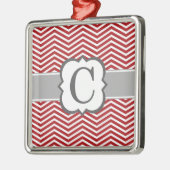 Rood wit monogram Letter C Chevron Metalen Ornament (Links)
