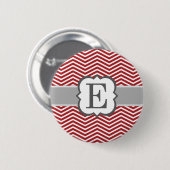 Rood wit monogram letter E Chevron Ronde Button 5,7 Cm (Voorkant /achterkant)