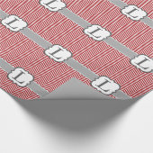 Rood wit monogram Letter L Chevron Cadeaupapier (Hoek)