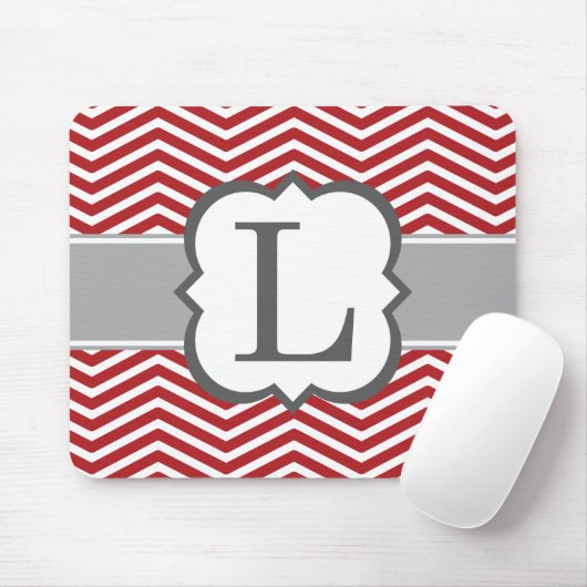 Rood wit monogram Letter L Chevron Muismat (Met muis)