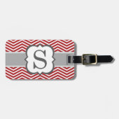 Rood wit monogram letter S Chevron Bagagelabel (Voorkant horizontaal)