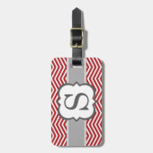 Rood wit monogram letter S Chevron Bagagelabel (Voorkant verticaal)