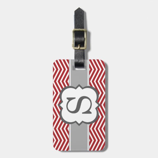 Rood wit monogram letter S Chevron Bagagelabel (Voorkant verticaal)