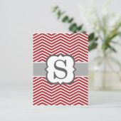 Rood wit monogram letter S Chevron Briefkaart (Staand voorkant)