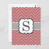 Rood wit monogram letter S Chevron Briefkaart (Voorkant / Achterkant)