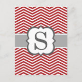 Rood wit monogram letter S Chevron Briefkaart (Voorkant)