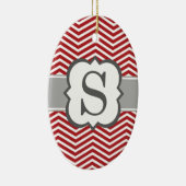Rood wit monogram letter S Chevron Keramisch Ornament (Rechts)