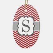 Rood wit monogram letter S Chevron Keramisch Ornament (Links)