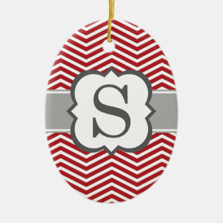 Rood wit monogram letter S Chevron Keramisch Ornament