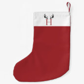 Rood wit monogram modern gewei kleine kerstsok (Achterkant)
